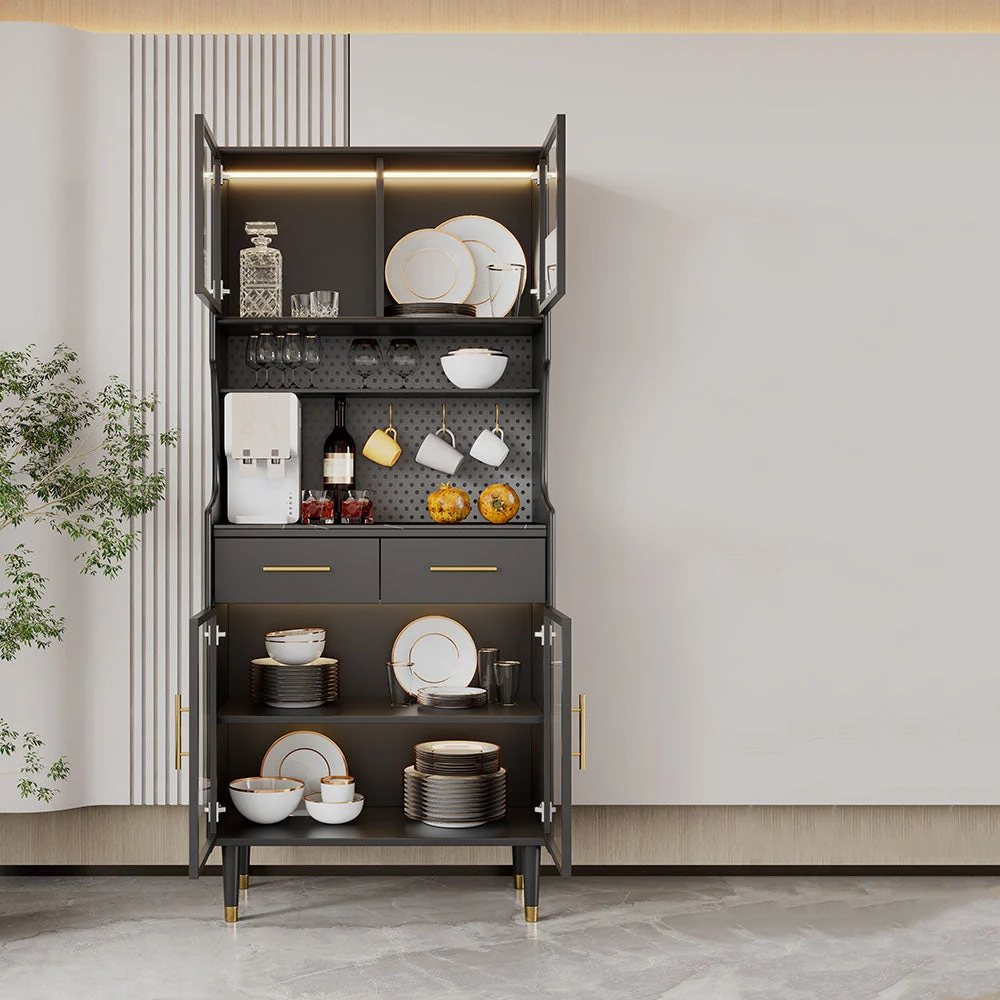 Mobile portaoggetti ultra moderno legno con ante vetro per sala da pranzo Clearhalo