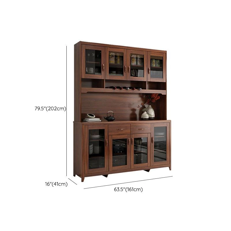 Mobile portaoggetti ultra moderno legno di gomma con ante vetro e cassetti Clearhalo