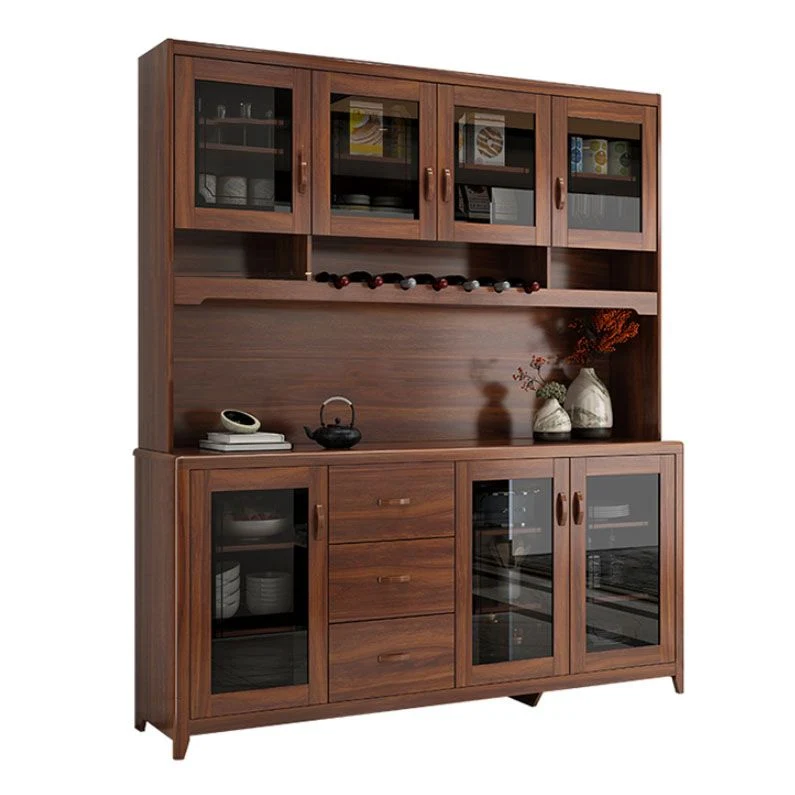 Mobile portaoggetti ultra moderno legno di gomma con ante vetro e cassetti Clearhalo