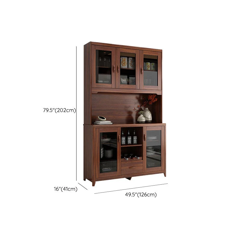 Mobile portaoggetti ultra moderno legno di gomma con ante vetro e cassetti Clearhalo