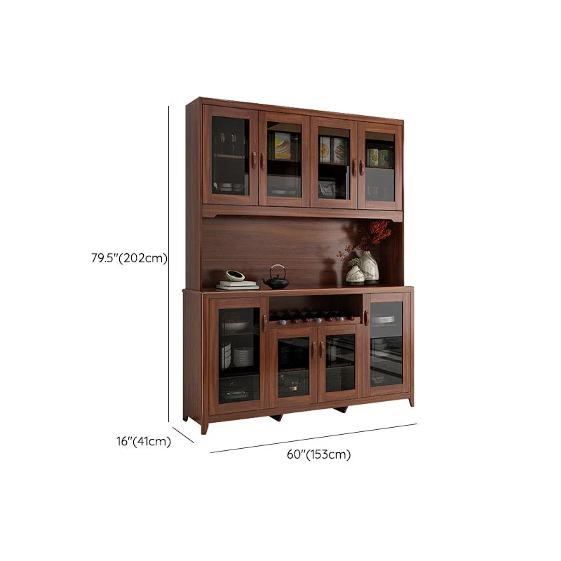Mobile portaoggetti ultra moderno legno di gomma con ante vetro e cassetti Clearhalo