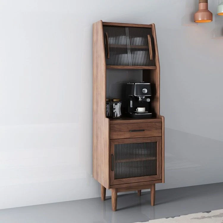 Mobile portaoggetti ultra moderno pino con ante vetro per sala da pranzo Clearhalo