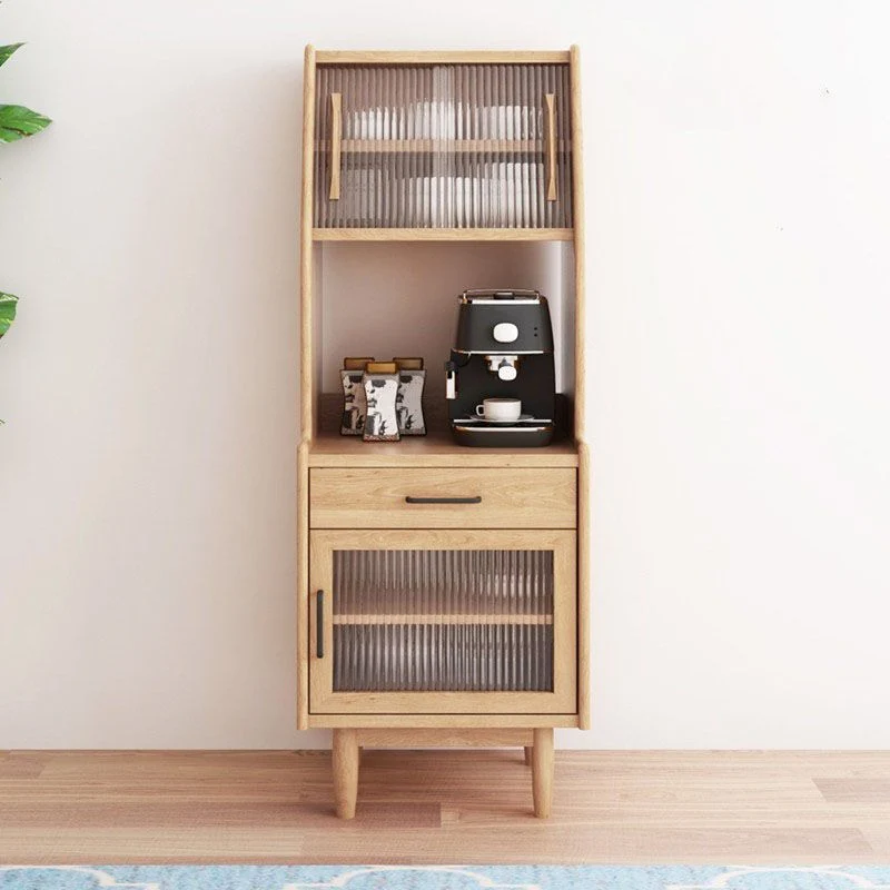 Mobile portaoggetti ultra moderno pino con ante vetro per sala da pranzo Clearhalo