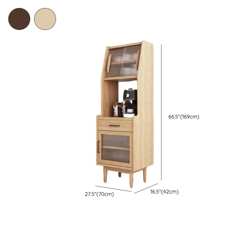 Mobile portaoggetti ultra moderno pino con ante vetro per sala da pranzo Clearhalo