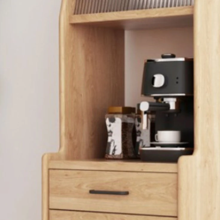 Mobile portaoggetti ultra moderno pino con ante vetro per sala da pranzo Clearhalo
