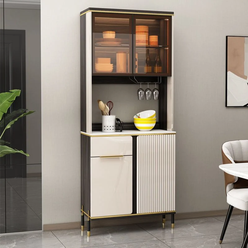 Mobile da pranzo moderno finto legno con ante vetro per sala da pranzo Clearhalo