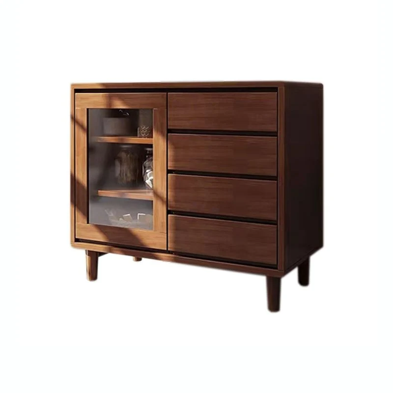 Mobile da pranzo moderno legno di gomma con 4 cassetti, larghezza 40,6 cm, per sala da pranzo Clearhalo