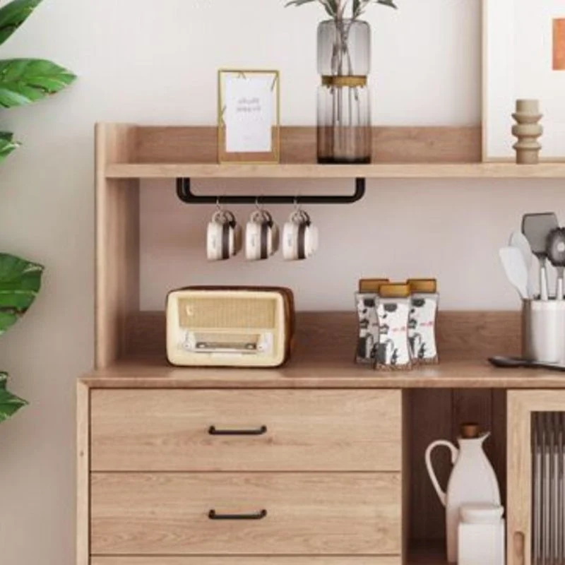 Mobile da pranzo moderno pino con porte vetro per camera da letto Clearhalo