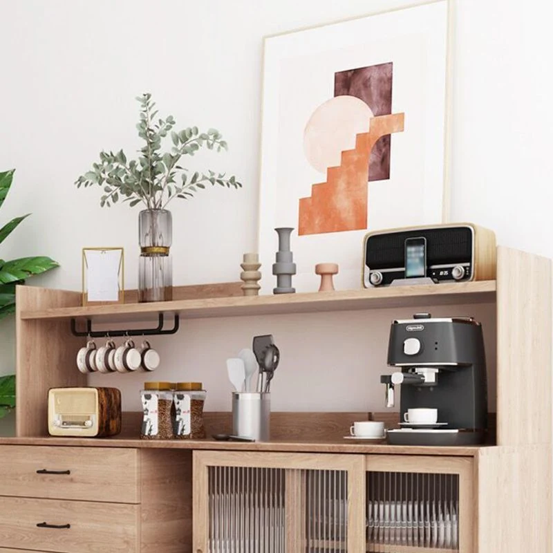 Mobile da pranzo moderno pino con porte vetro per camera da letto Clearhalo