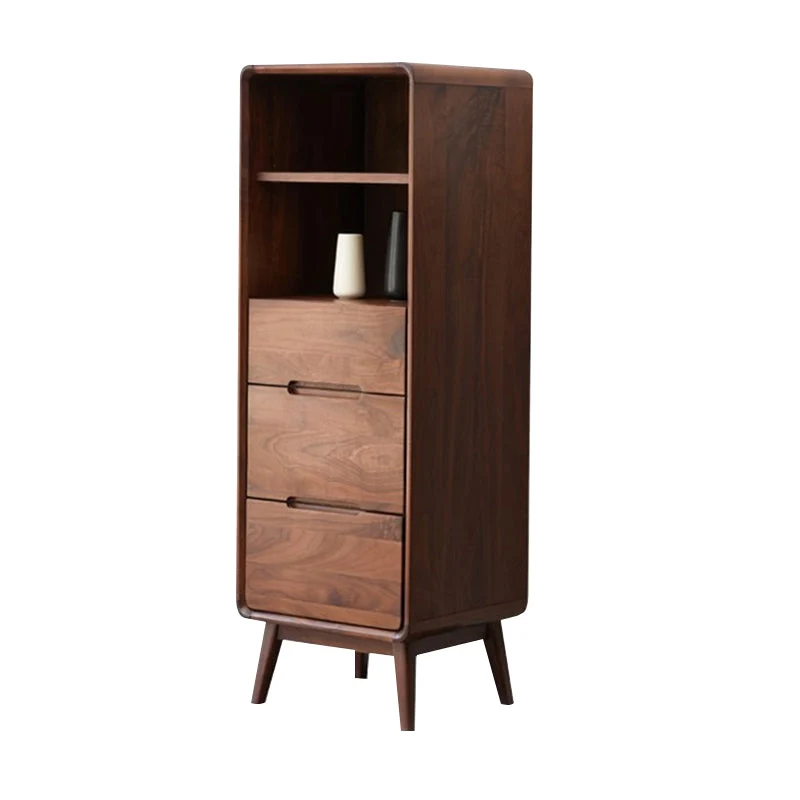 Mobiletto Curio per soggiorno moderno legno massello con vani aperti Clearhalo