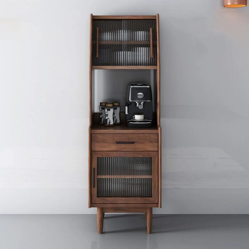 Mobiletto moderno pino, con ante vetro, credenza da pranzo con cassetti Clearhalo