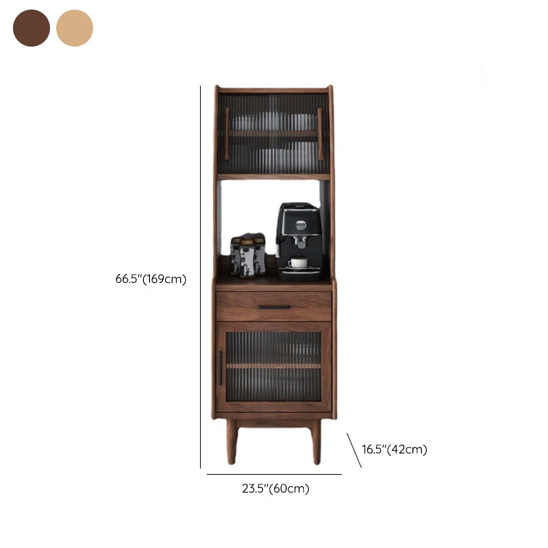 Mobiletto moderno pino, con ante vetro, credenza da pranzo con cassetti Clearhalo