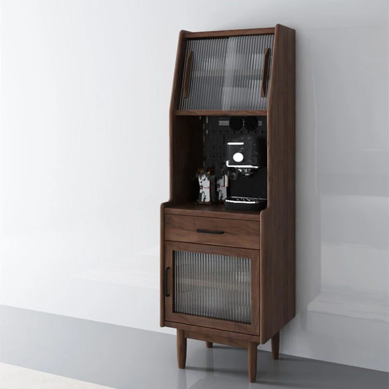 Mobiletto moderno pino, con ante vetro, credenza da pranzo con cassetti Clearhalo
