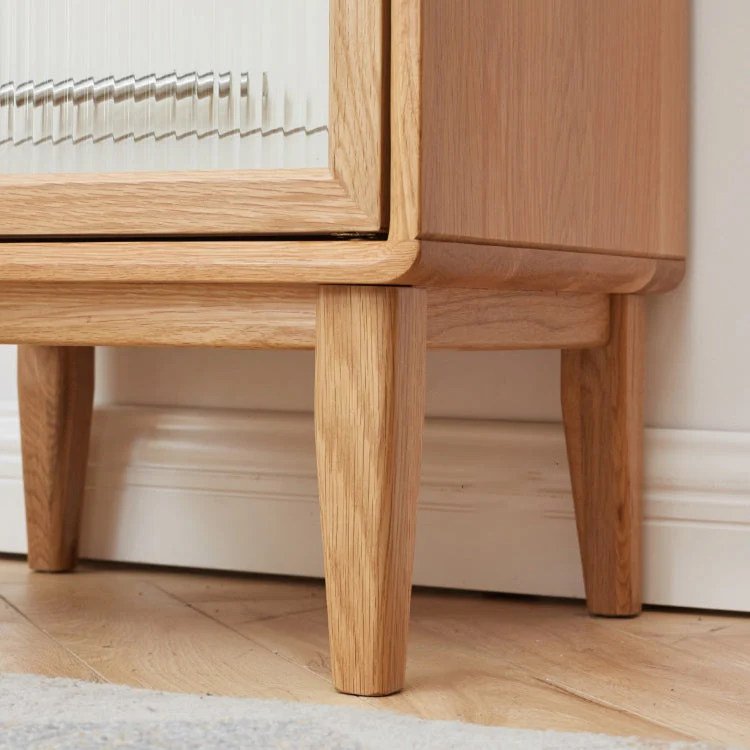 Mobiletto per soggiorno moderno Curio legno massello con ante vetro Clearhalo