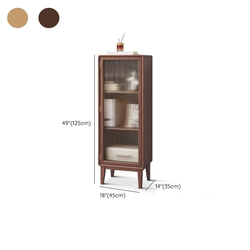 Mobiletto per soggiorno moderno Curio legno massello con ante vetro Clearhalo