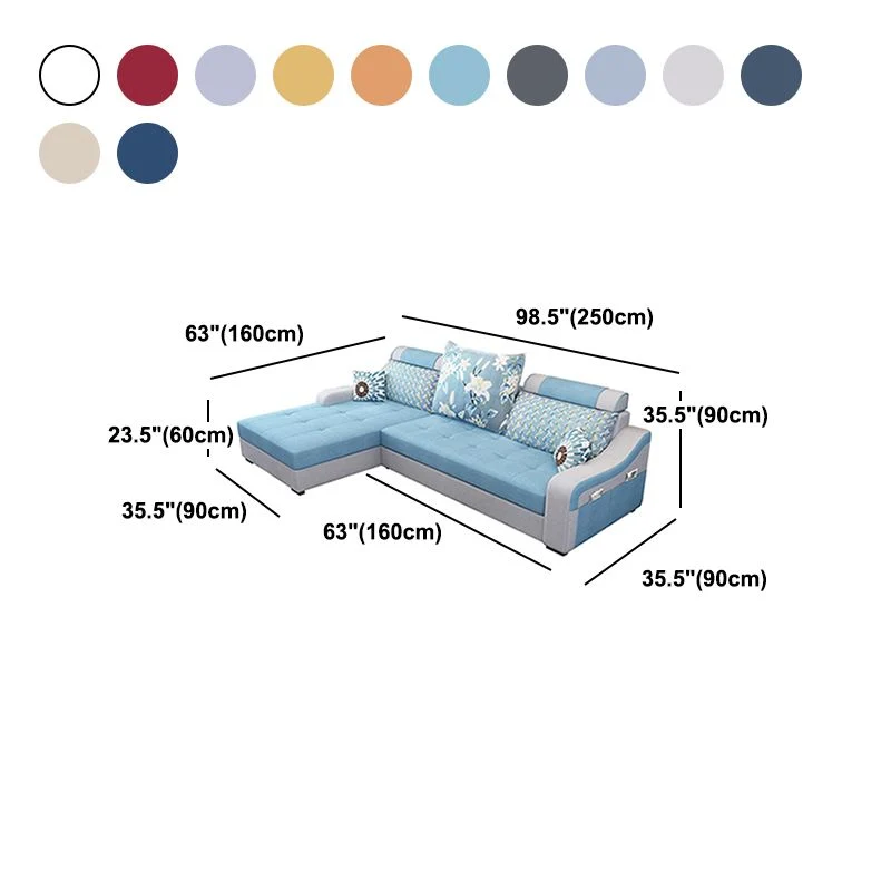 Mobili componibili contemporanei lino forma di L con bracci inclinati per 3 persone Clearhalo