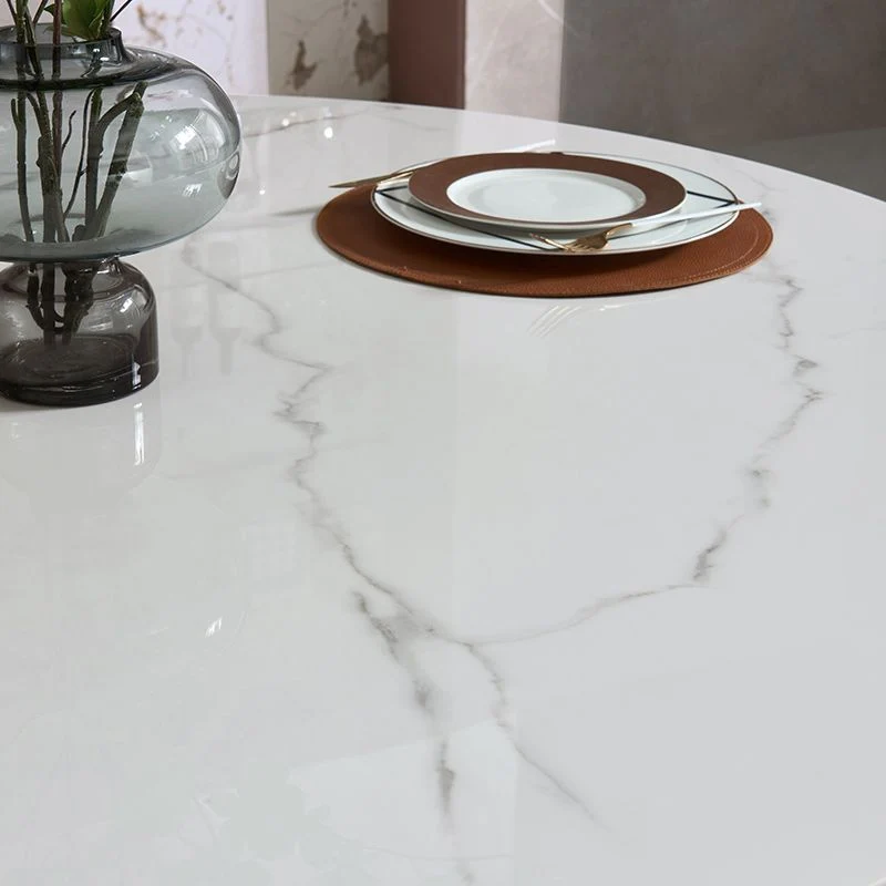 Mobili moderni pietra Tavolo da pranzo di forma rotonda da 1/2/5/7/9 pezzi con sedia imbottita Clearhalo