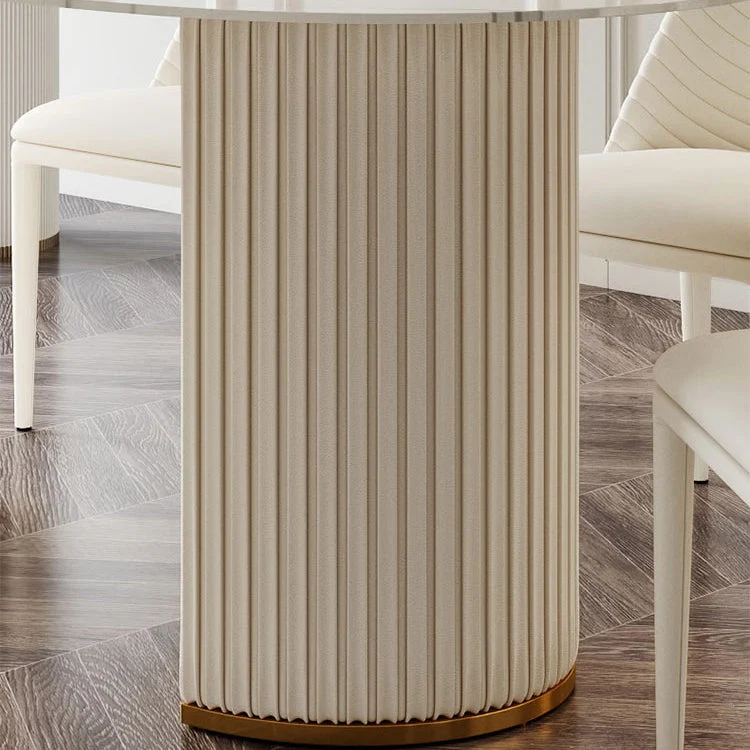 Mobili per sala da pranzo ovale pietra con doppio piedistallo stile glam Clearhalo