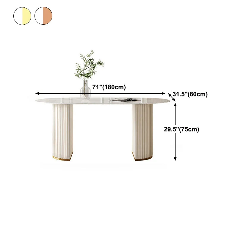 Mobili per sala da pranzo ovale pietra con doppio piedistallo stile glam Clearhalo