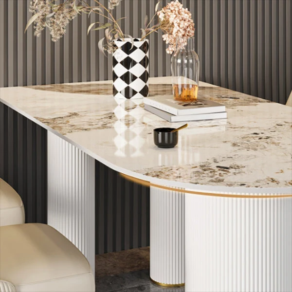 Mobili per sala da pranzo pietra con tavolo da pranzo contemporaneo doppio piedistallo Clearhalo