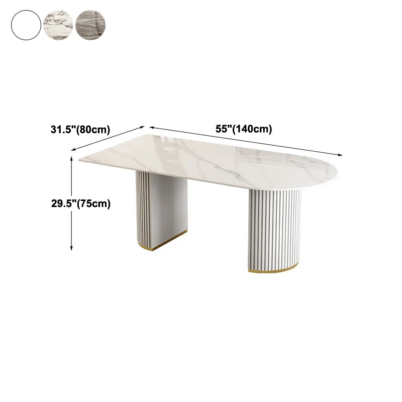 Mobili per sala da pranzo pietra con tavolo da pranzo contemporaneo doppio piedistallo Clearhalo