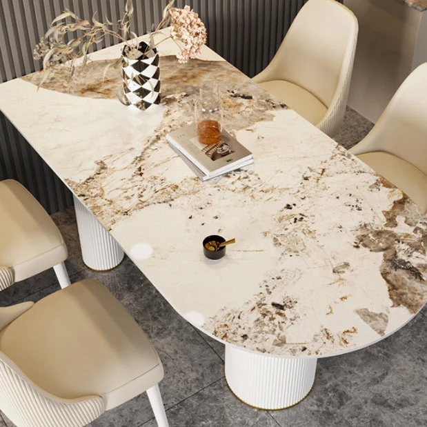 Mobili per sala da pranzo pietra con tavolo da pranzo contemporaneo doppio piedistallo Clearhalo
