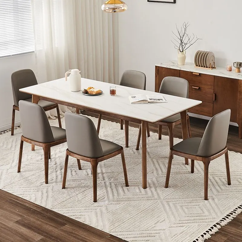 Mobili per tavolo da pranzo pietra rettangolare di altezza standard da 1/4/6/7/9 pezzi Clearhalo