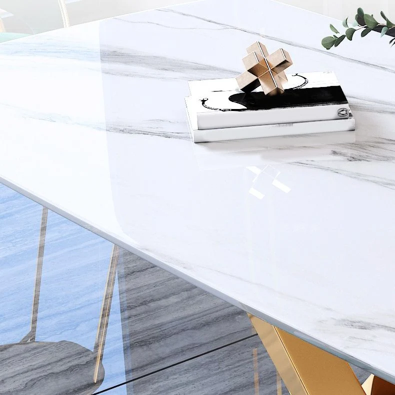 Mobili pietra stile glam 1/5/7/9/pz Tavolo da pranzo rettangolare con sedia imbottita Clearhalo