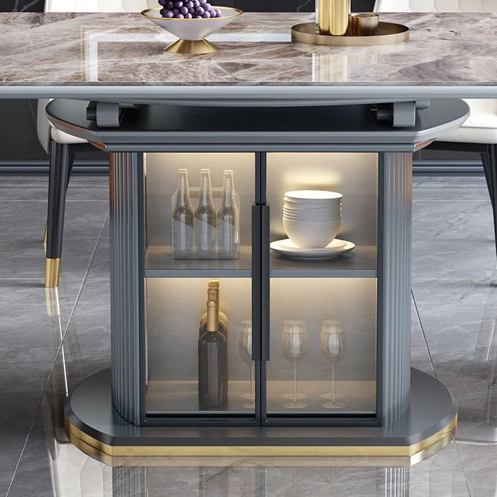 Mobili pietra stile moderno Tavolo da pranzo di forma rotonda da 1/5/7/9/11 pezzi con sedia da pranzo Clearhalo