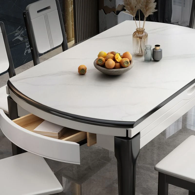 Mobili stile moderno Tavolo da pranzo rotondo pietra da 1/7 pezzi con sedia senza braccioli Clearhalo