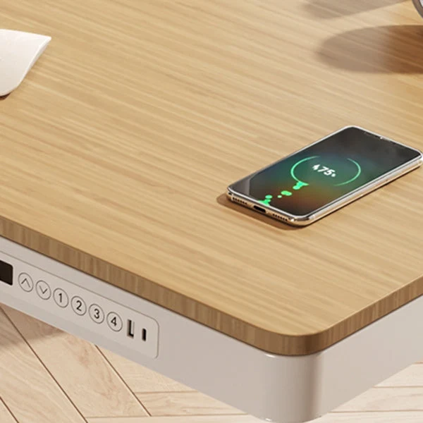 Moderna scrivania da ufficio con base forma di T e cablaggio elettrico con cassetto Clearhalo