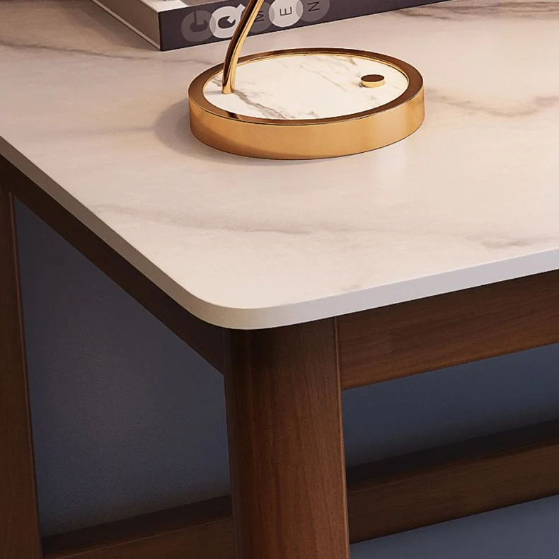 Moderna scrivania da ufficio larga 29,53 pollici pietra con 1 ripiano e gambe legno Clearhalo