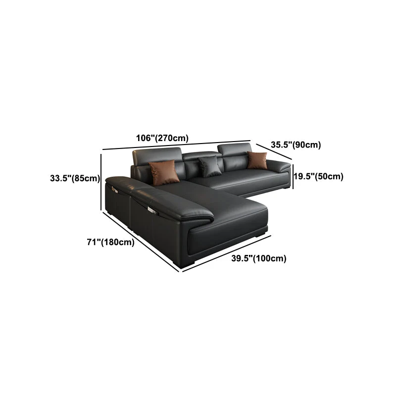 Moderno componibile regolabile con bracciolo superiore con cuscino nero sezionale Clearhalo