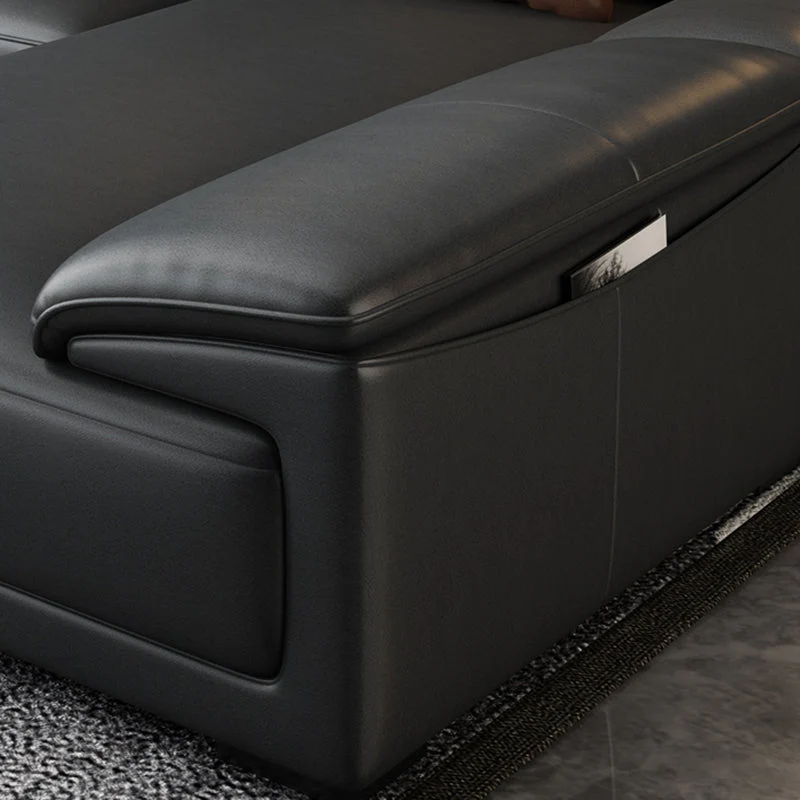 Moderno componibile regolabile con bracciolo superiore con cuscino nero sezionale Clearhalo