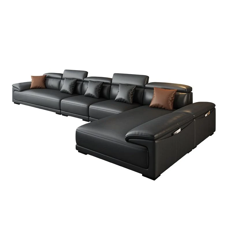 Moderno componibile regolabile con bracciolo superiore con cuscino nero sezionale Clearhalo