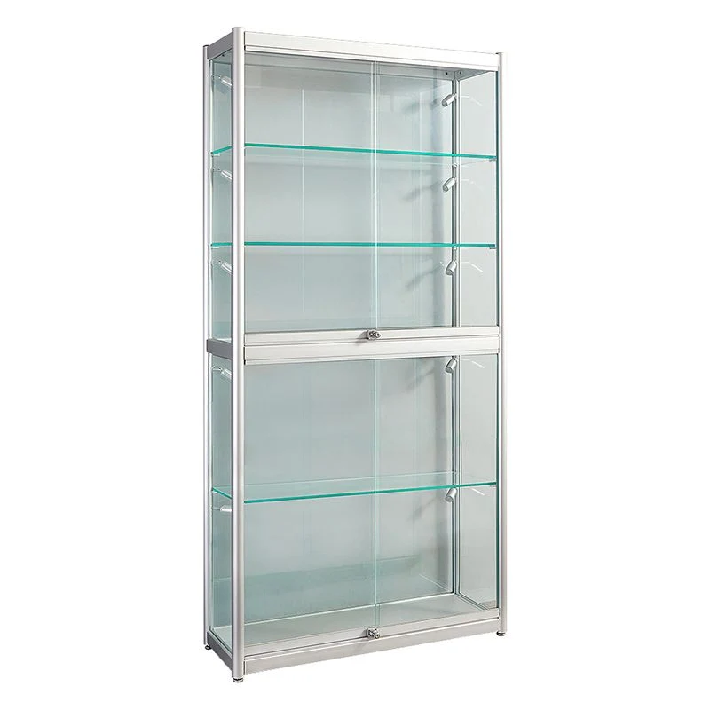 Moderno espositore con chiusura chiave per armadietto metallo con ante scorrevoli vetro Clearhalo