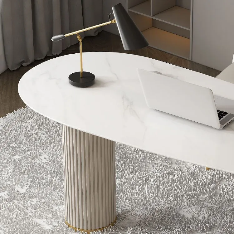 Piedistallo per scrivania da ufficio Glam da 27,6 pollici di larghezza beige per la casa Clearhalo