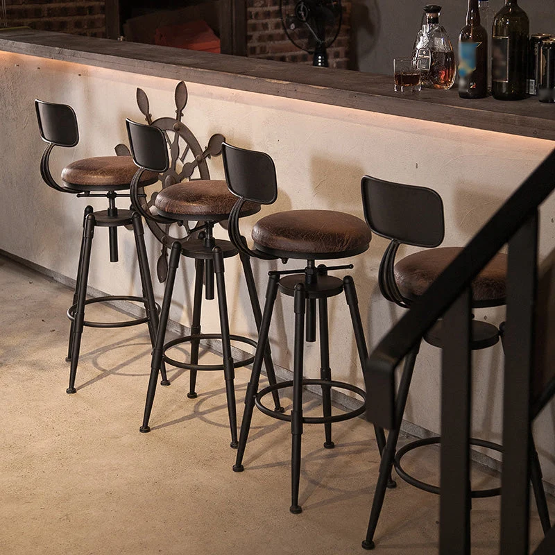 Poggiapiedi industriale Sgabello da bar regolabile altezza Sgabello da casa pino marrone Clearhalo