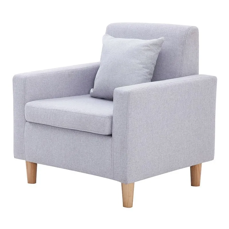 Poltrona con braccioli stretti con schienale stretto misto pelle sintetica/lino da 27,5" con quattro gambe di base Clearhalo