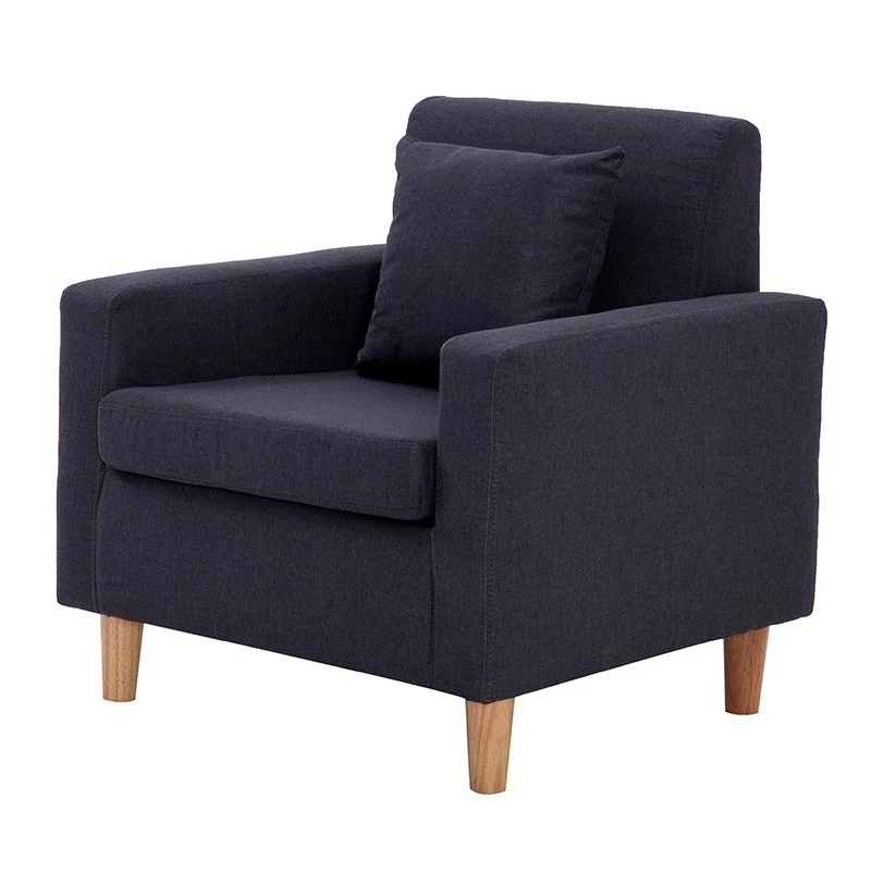 Poltrona con braccioli stretti con schienale stretto misto pelle sintetica/lino da 27,5" con quattro gambe di base Clearhalo