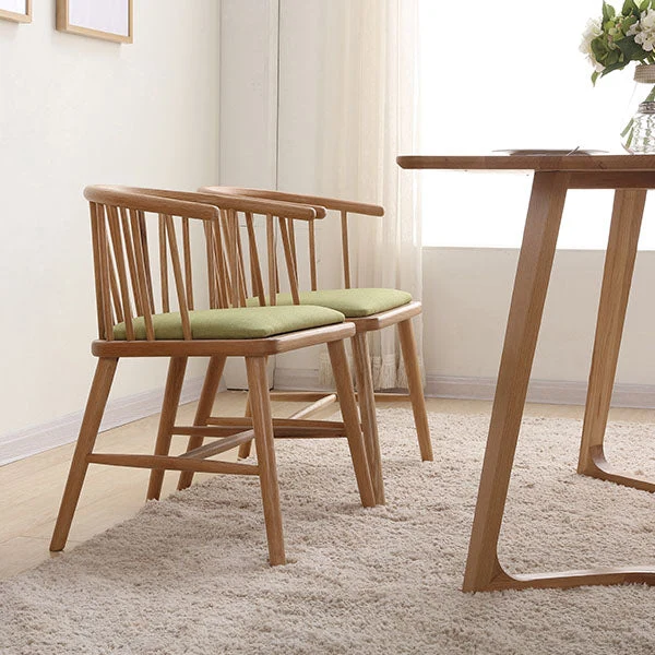 Poltrona contemporanea legno Sedia da pranzo con schienale Windsor naturale per cucina Clearhalo