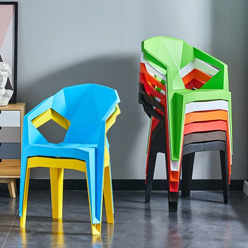 Poltrona da cucina moderna impilabile plastica con schienale doghe Clearhalo