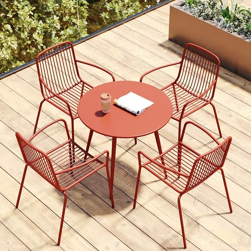 Poltrona da giardino per esterni Sedie industriali metallo con schienale doghe Clearhalo