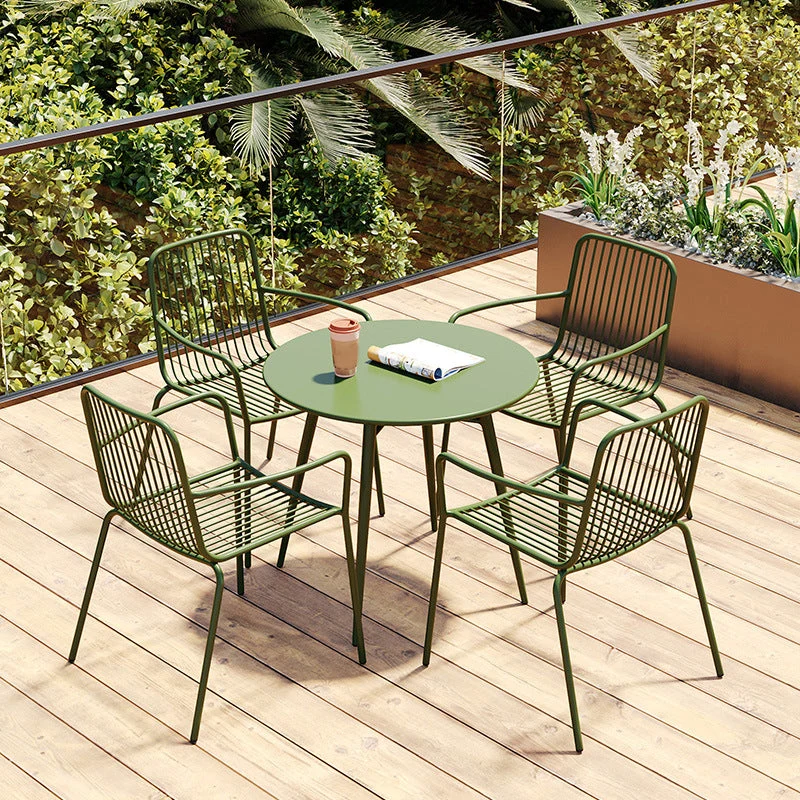 Poltrona da giardino per esterni Sedie industriali metallo con schienale doghe Clearhalo