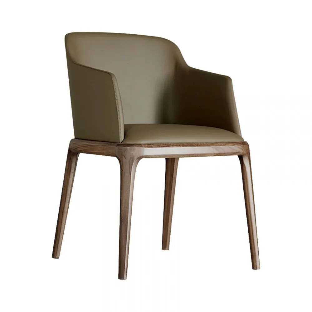 Poltrona da hotel scandinava pelle con finitura opaca e schienale massiccio, sedia da pranzo (set di 2) Clearhalo