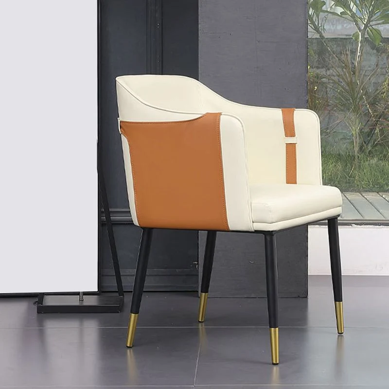 Poltrona imbottita Glam Sedia da pranzo ecopelle e metallo Clearhalo