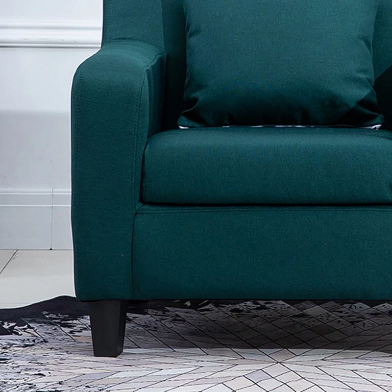 Poltrona larga 24,4 pollici lino/ecopelle con schienale e quattro gambe di base Clearhalo