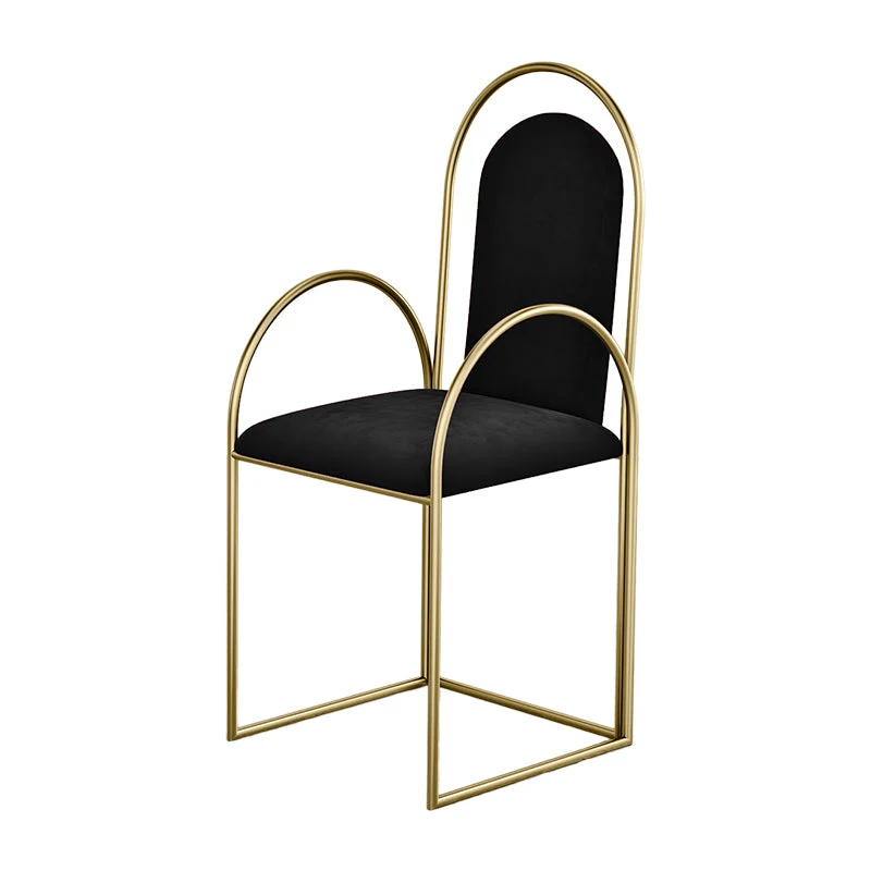 Poltrona laterale imbottita per sedie da sala da pranzo metallo glamour per uso domestico Clearhalo