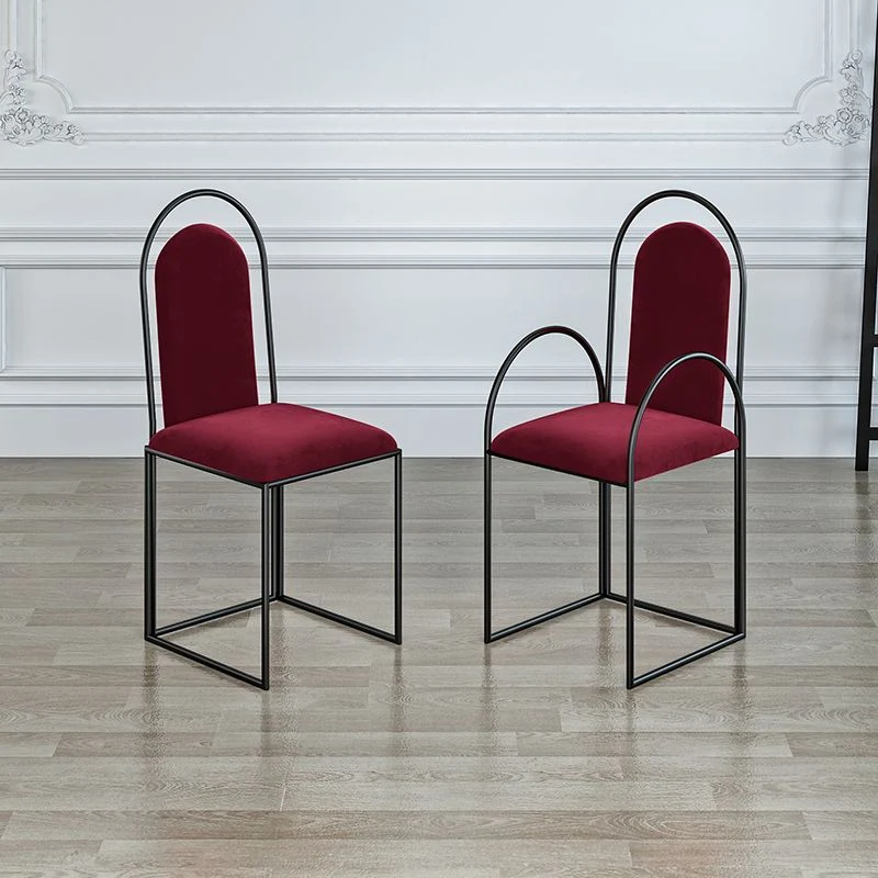 Poltrona laterale imbottita per sedie da sala da pranzo metallo glamour per uso domestico Clearhalo