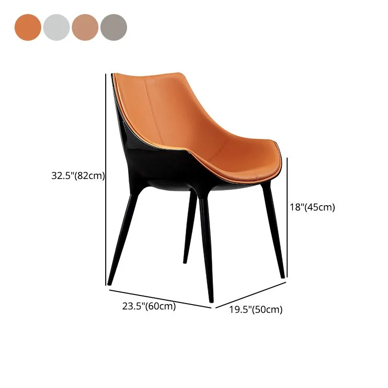 Poltrona moderna con braccioli inclinati Poltrona Parsons curva pelle per brasserie Clearhalo